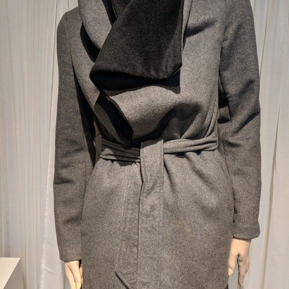 RW Co grey and black wool blend wrap coat - Picture 4 of 8